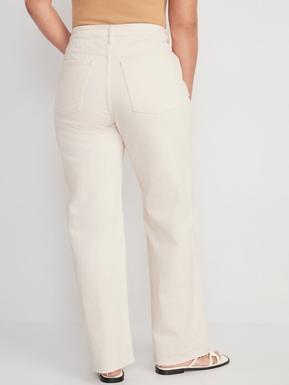 Old Navy Women’s Extra High-Waisted Ecru-Wash Wide-Leg Cut-Off Jeans